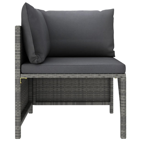 3-delige Loungeset met kussens poly rattan grijs MeubelReus