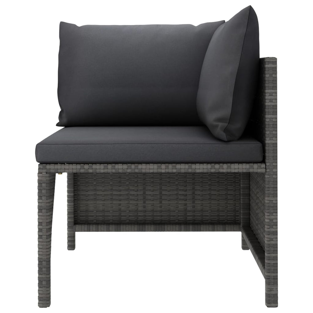 3-delige Loungeset met kussens poly rattan grijs MeubelReus