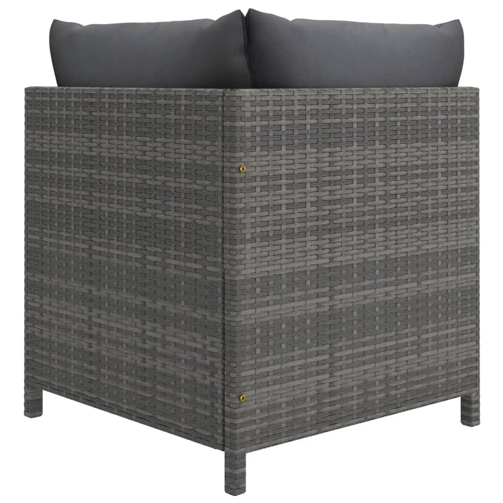 3-delige Loungeset met kussens poly rattan grijs MeubelReus