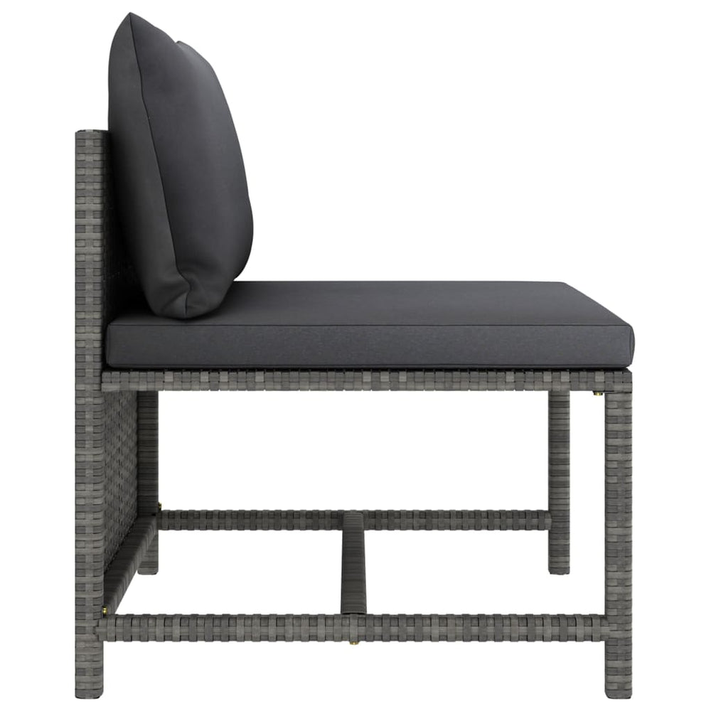 3-delige Loungeset met kussens poly rattan grijs MeubelReus