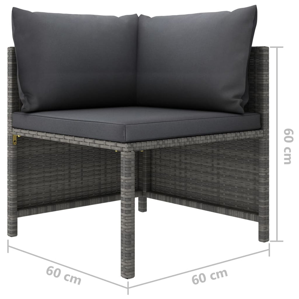3-delige Loungeset met kussens poly rattan grijs MeubelReus