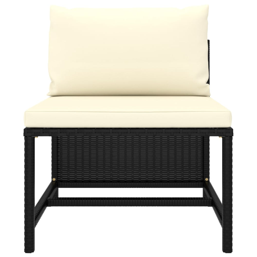 3-delige Loungeset met kussens poly rattan zwart MeubelReus