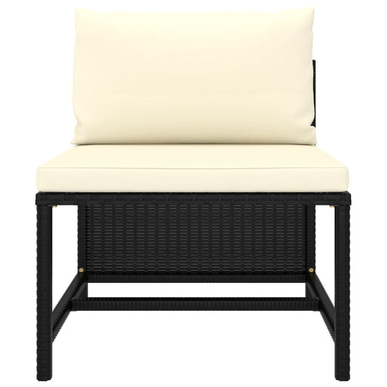 3-delige Loungeset met kussens poly rattan zwart MeubelReus