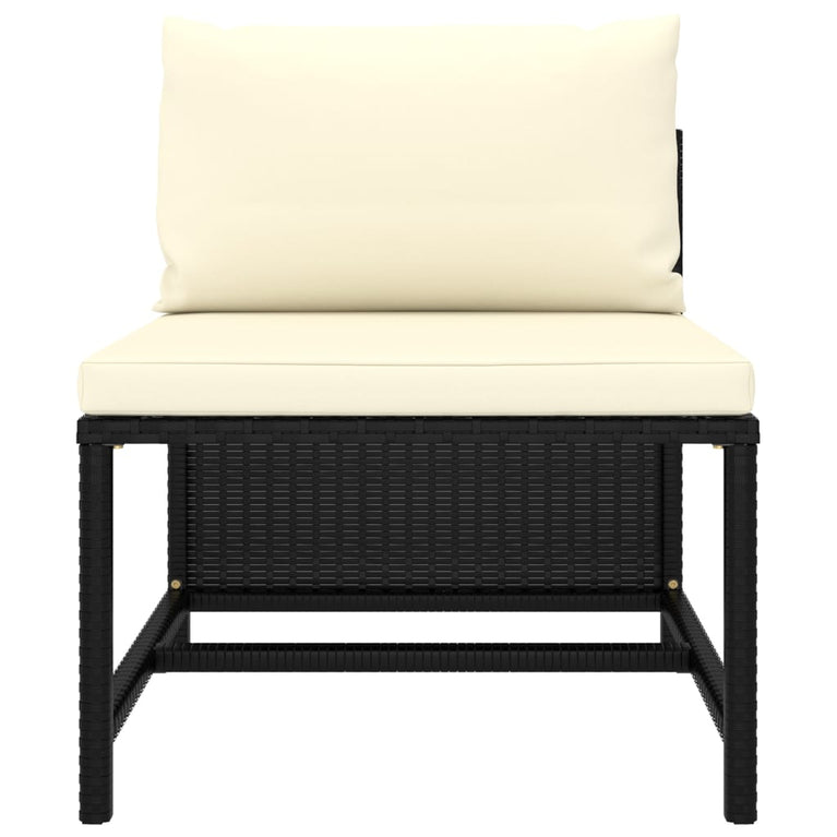 3-delige Loungeset met kussens poly rattan zwart MeubelReus