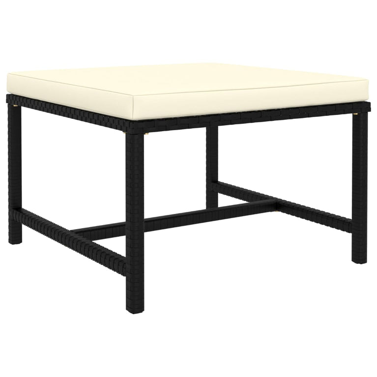 3-delige Loungeset met kussens poly rattan zwart MeubelReus