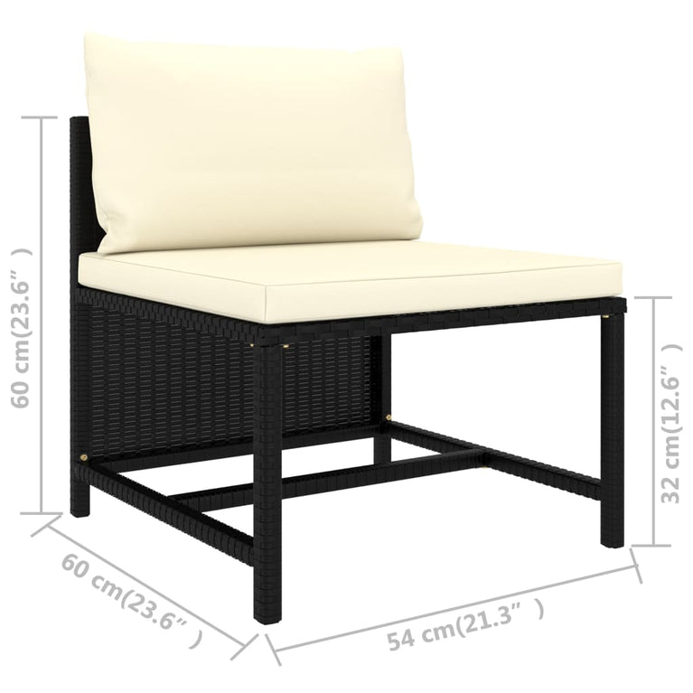 3-delige Loungeset met kussens poly rattan zwart MeubelReus