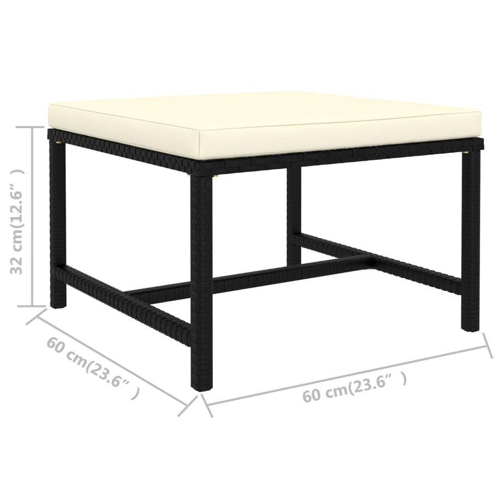3-delige Loungeset met kussens poly rattan zwart MeubelReus