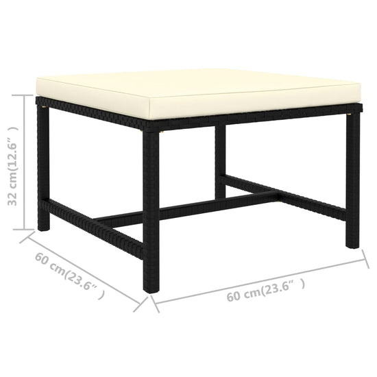 3-delige Loungeset met kussens poly rattan zwart MeubelReus