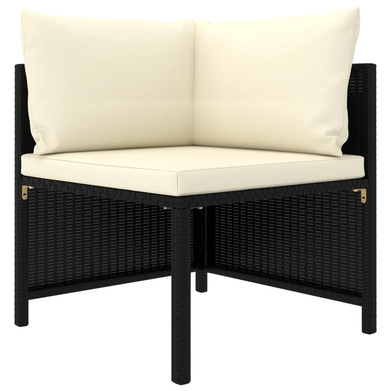 3-delige Loungeset met kussens poly rattan zwart MeubelReus