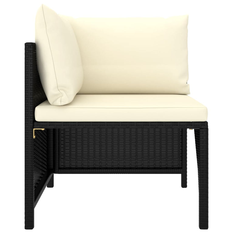 3-delige Loungeset met kussens poly rattan zwart MeubelReus