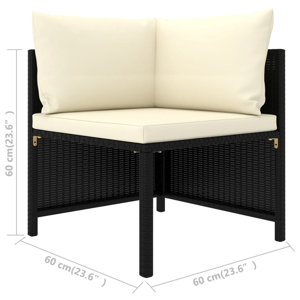 3-delige Loungeset met kussens poly rattan zwart MeubelReus