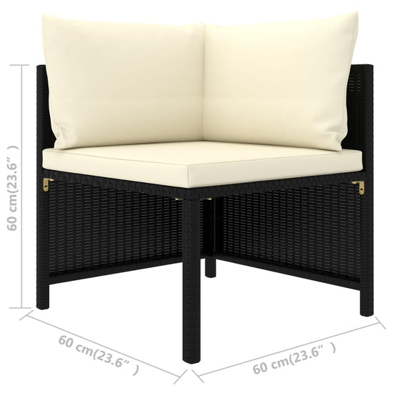 3-delige Loungeset met kussens poly rattan zwart MeubelReus