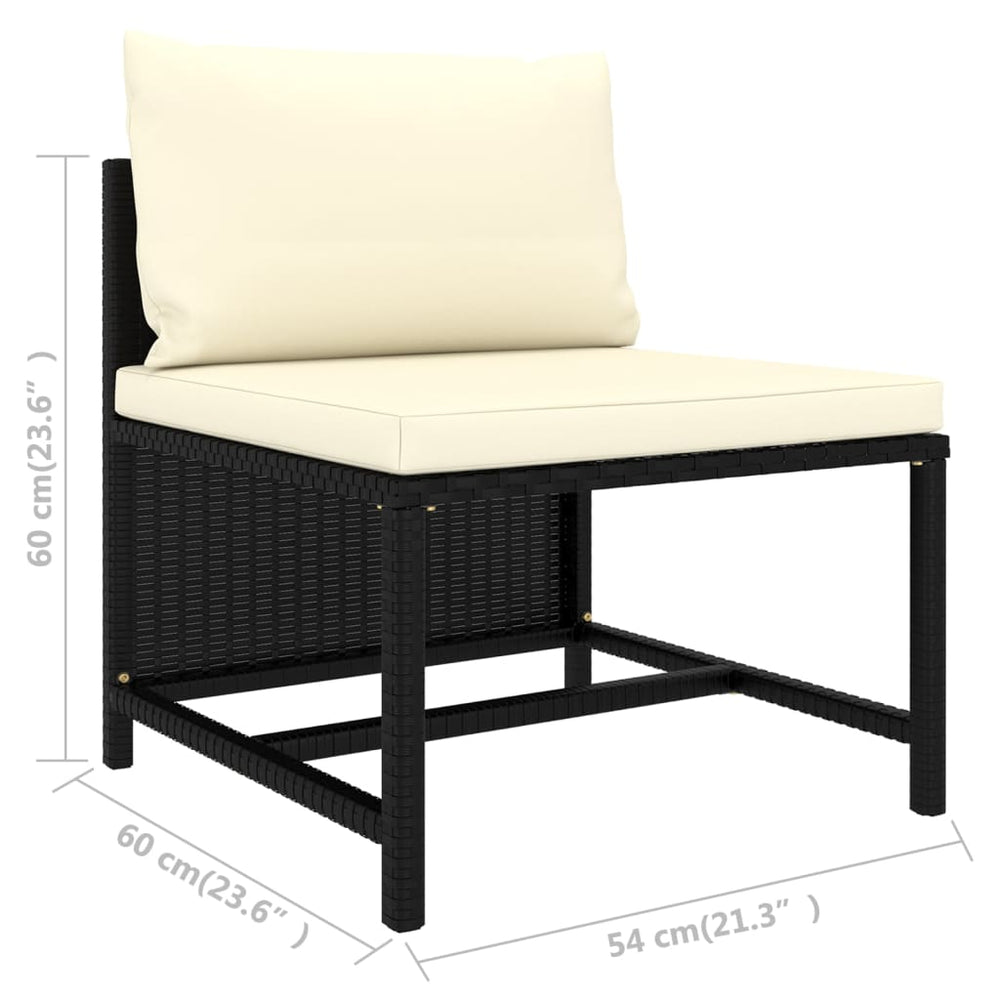 3-delige Loungeset met kussens poly rattan zwart MeubelReus