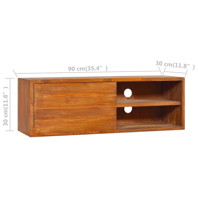 Tv-meubel wandmontage 180x30x30 cm massief teakhout MeubelReus