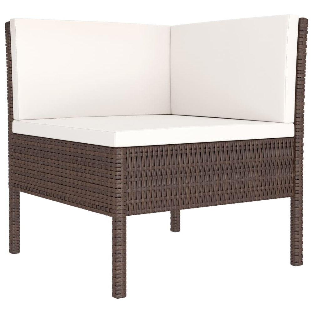 6-delige Loungeset met kussens poly rattan bruin MeubelReus