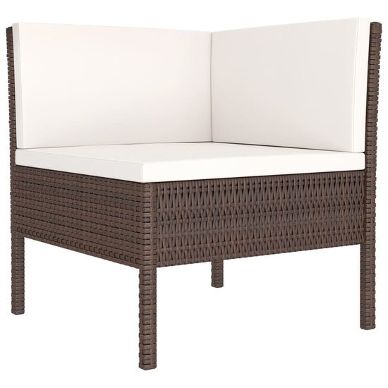 6-delige Loungeset met kussens poly rattan bruin MeubelReus