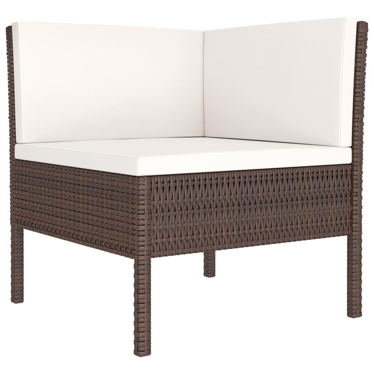 6-delige Loungeset met kussens poly rattan bruin MeubelReus