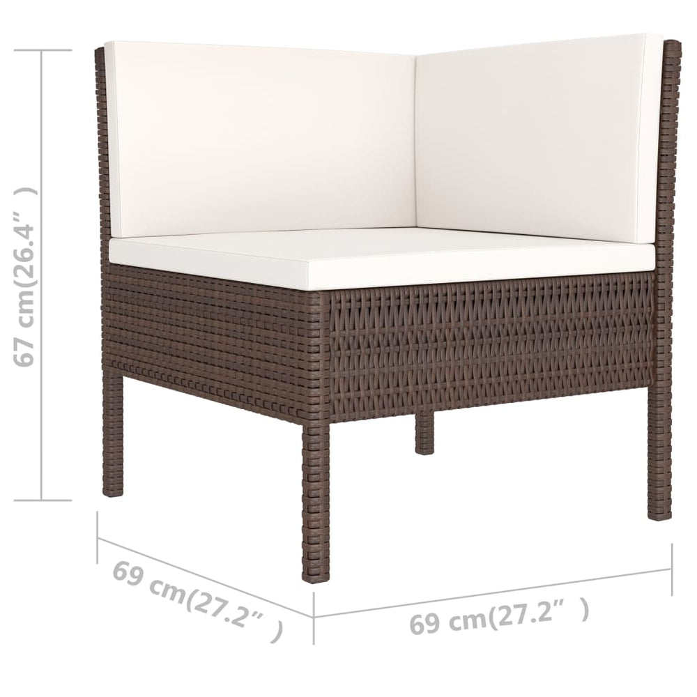 6-delige Loungeset met kussens poly rattan bruin MeubelReus