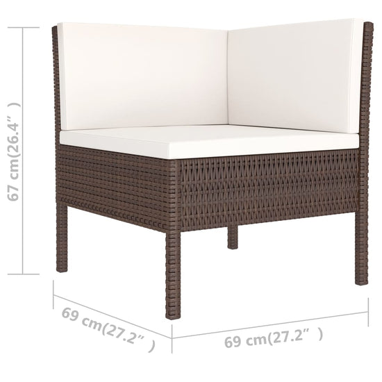 6-delige Loungeset met kussens poly rattan bruin MeubelReus