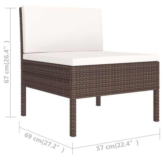 6-delige Loungeset met kussens poly rattan bruin MeubelReus