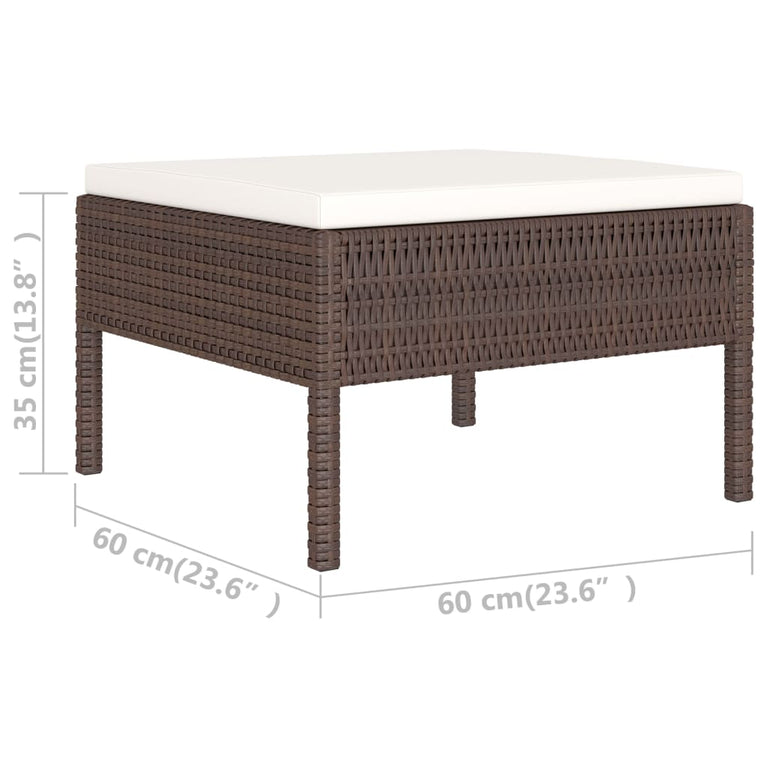 6-delige Loungeset met kussens poly rattan bruin MeubelReus