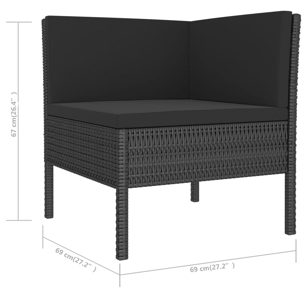 6-delige Loungeset met kussens poly rattan zwart MeubelReus