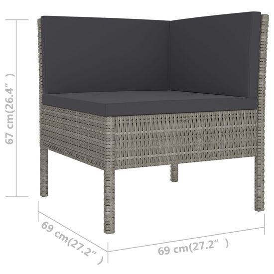 6-delige Loungeset met kussens poly rattan grijs MeubelReus