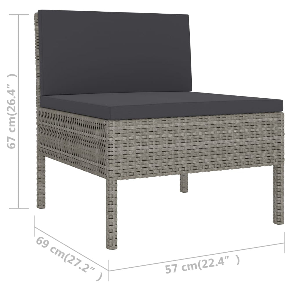 6-delige Loungeset met kussens poly rattan grijs MeubelReus