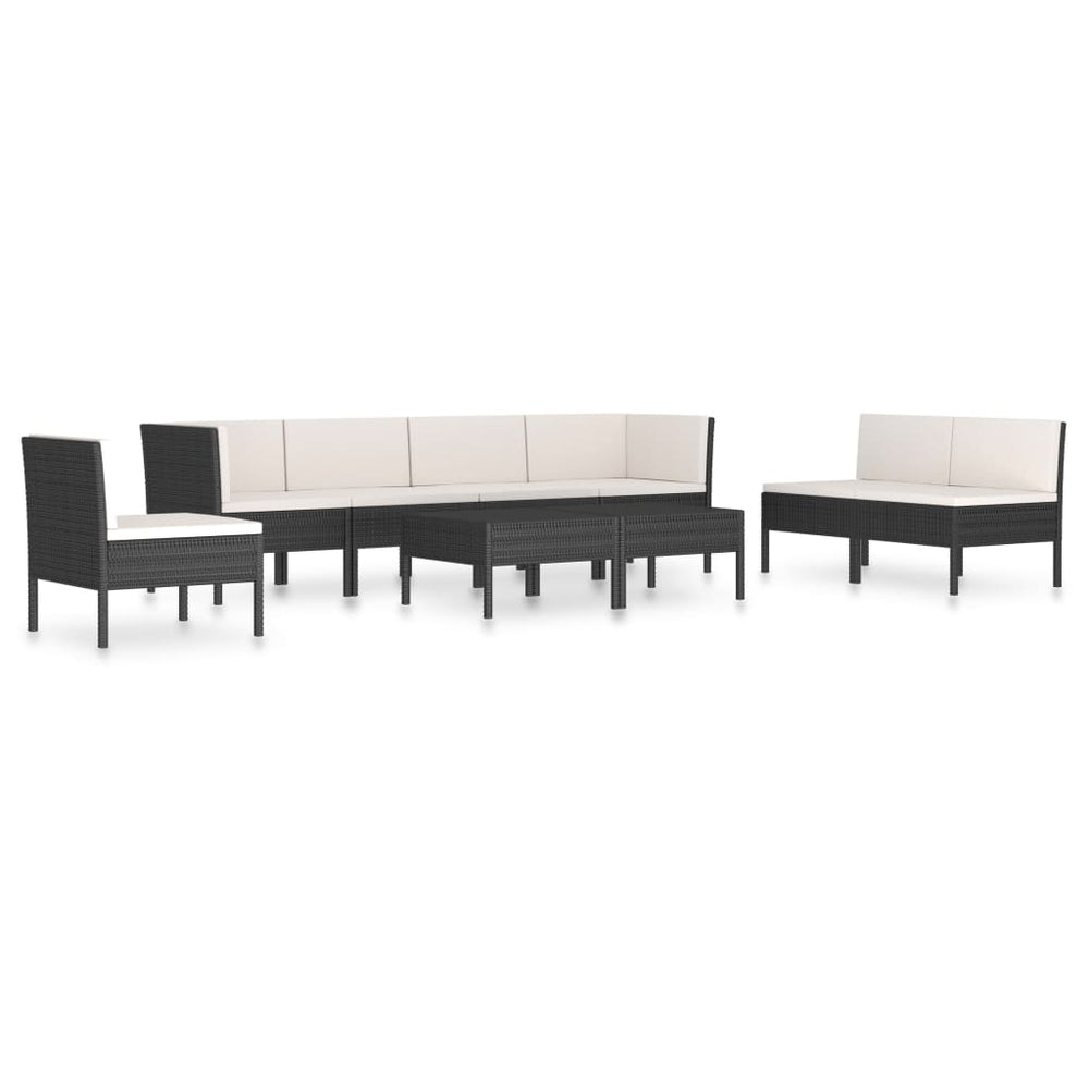 9-delige Loungeset met kussens poly rattan zwart MeubelReus