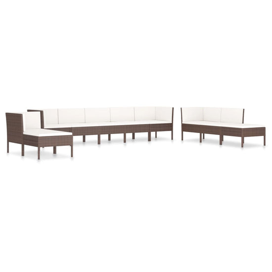 10-delige Loungeset met kussens poly rattan bruin MeubelReus