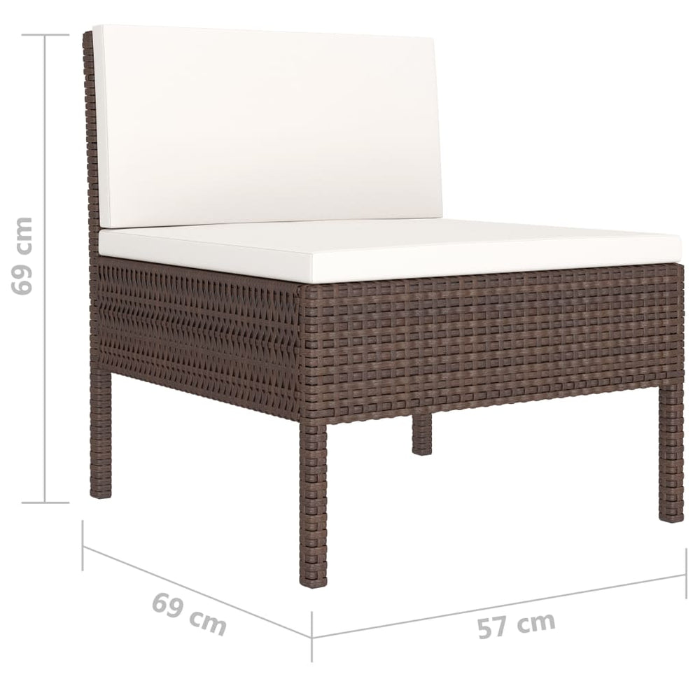 10-delige Loungeset met kussens poly rattan bruin MeubelReus