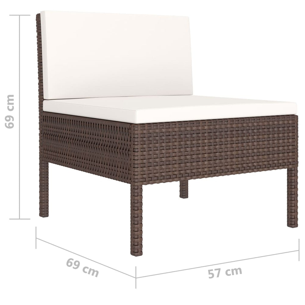 10-delige Loungeset met kussens poly rattan bruin MeubelReus