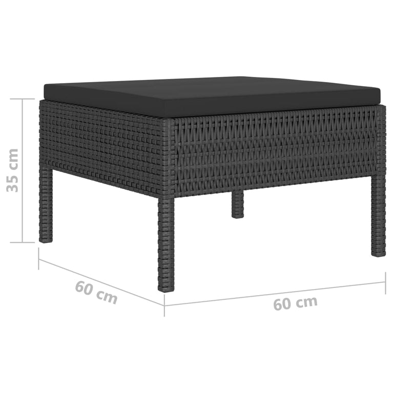 10-delige Loungeset met kussens poly rattan zwart MeubelReus