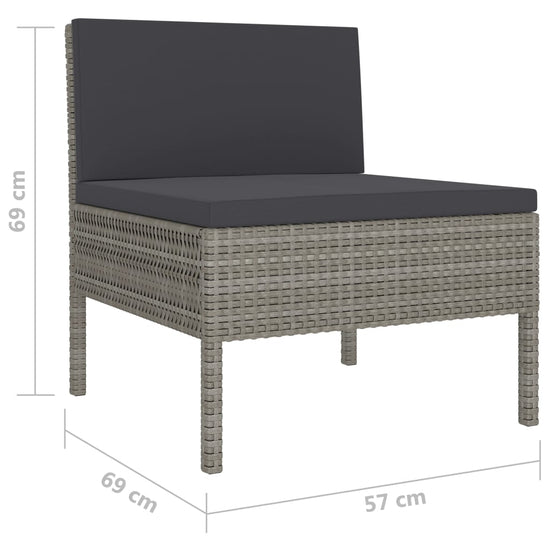 10-delige Loungeset met kussens poly rattan grijs MeubelReus