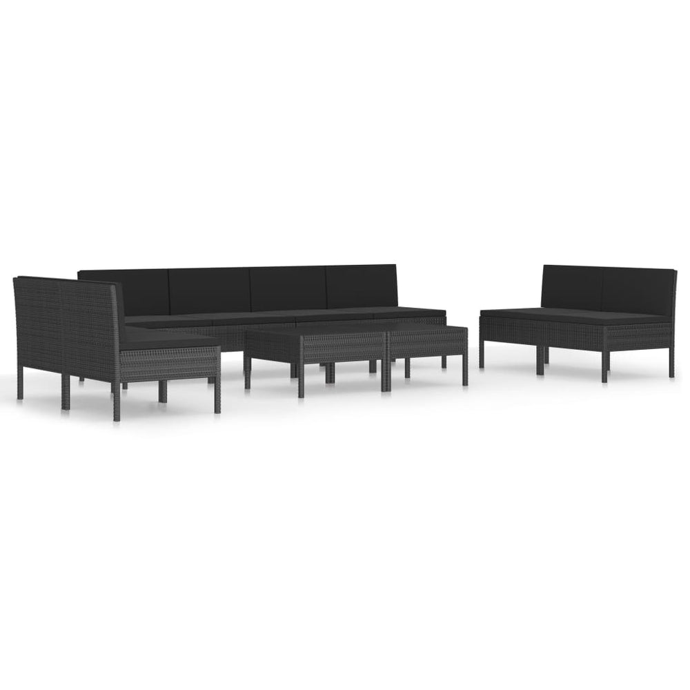 10-delige Loungeset met kussens poly rattan zwart MeubelReus