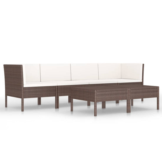 6-delige Loungeset met kussens poly rattan bruin MeubelReus