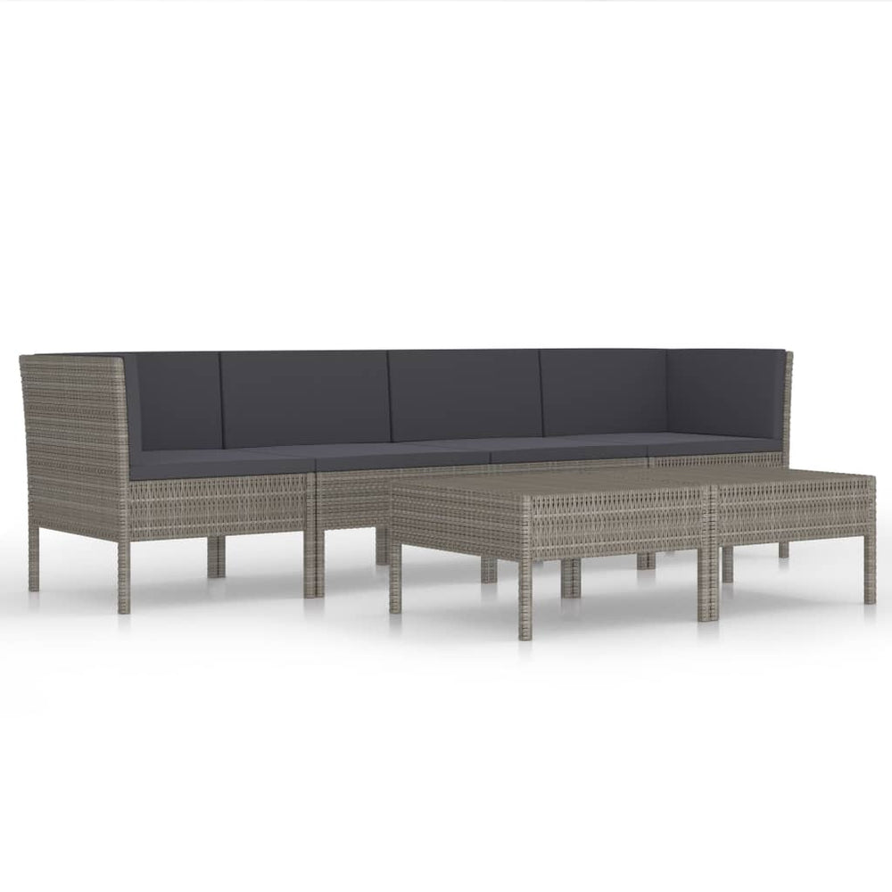 6-delige Loungeset met kussens poly rattan grijs MeubelReus