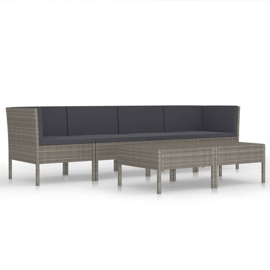 6-delige Loungeset met kussens poly rattan grijs MeubelReus