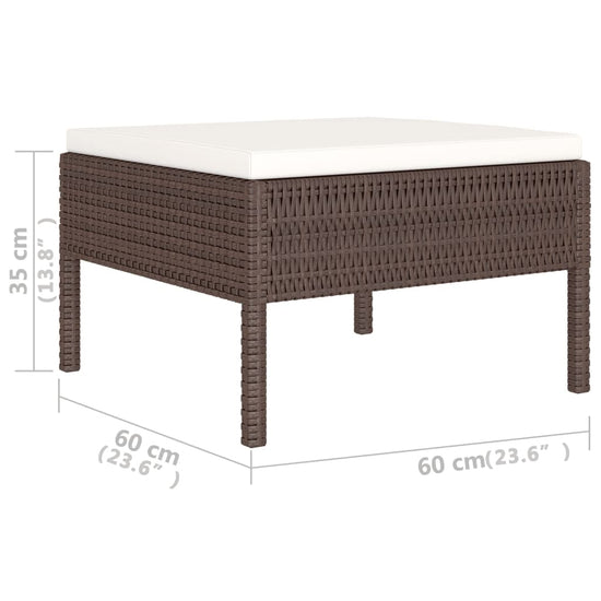 6-delige Loungeset met kussens poly rattan bruin MeubelReus