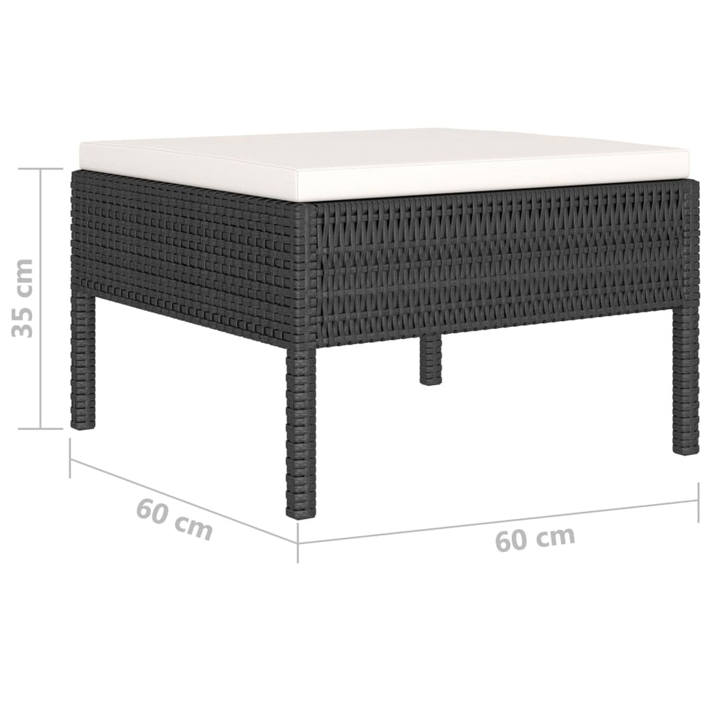6-delige Loungeset met kussens poly rattan zwart MeubelReus