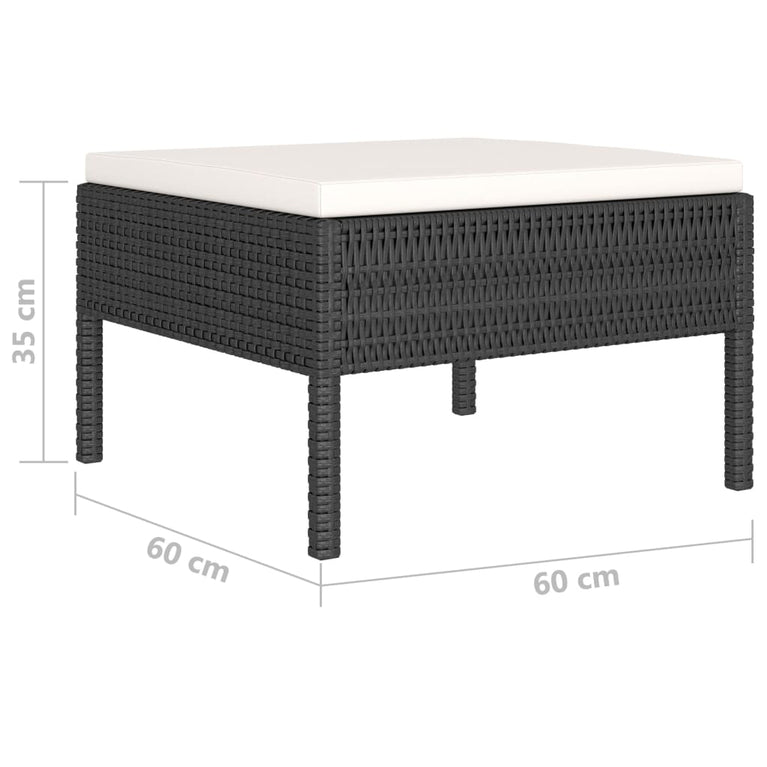 6-delige Loungeset met kussens poly rattan zwart MeubelReus