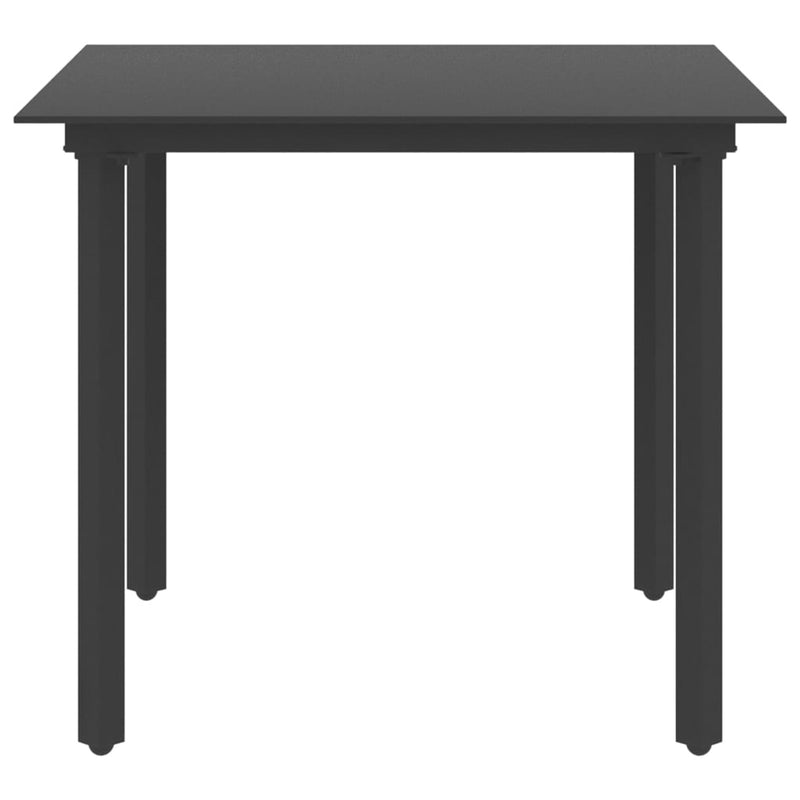 Tuintafel 80x80x74 cm staal en glas zwart MeubelReus
