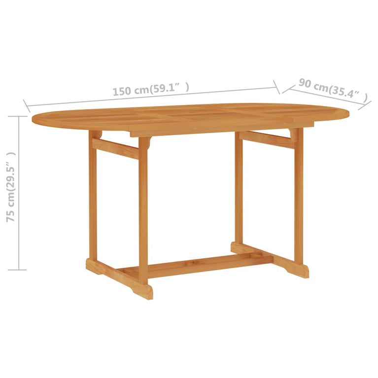 Tuintafel 150x90x75 cm massief teakhout MeubelReus