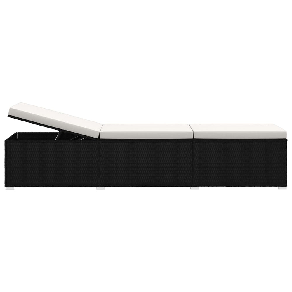 3-delige Ligbeddenset met theetafel poly rattan zwart MeubelReus