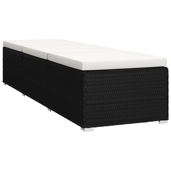 3-delige Ligbeddenset met theetafel poly rattan zwart MeubelReus