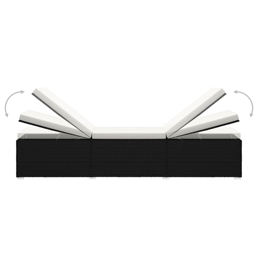 3-delige Ligbeddenset met theetafel poly rattan zwart MeubelReus