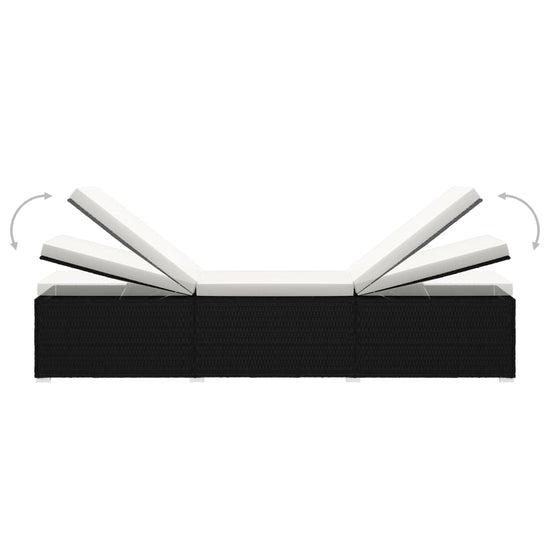 3-delige Ligbeddenset met theetafel poly rattan zwart MeubelReus
