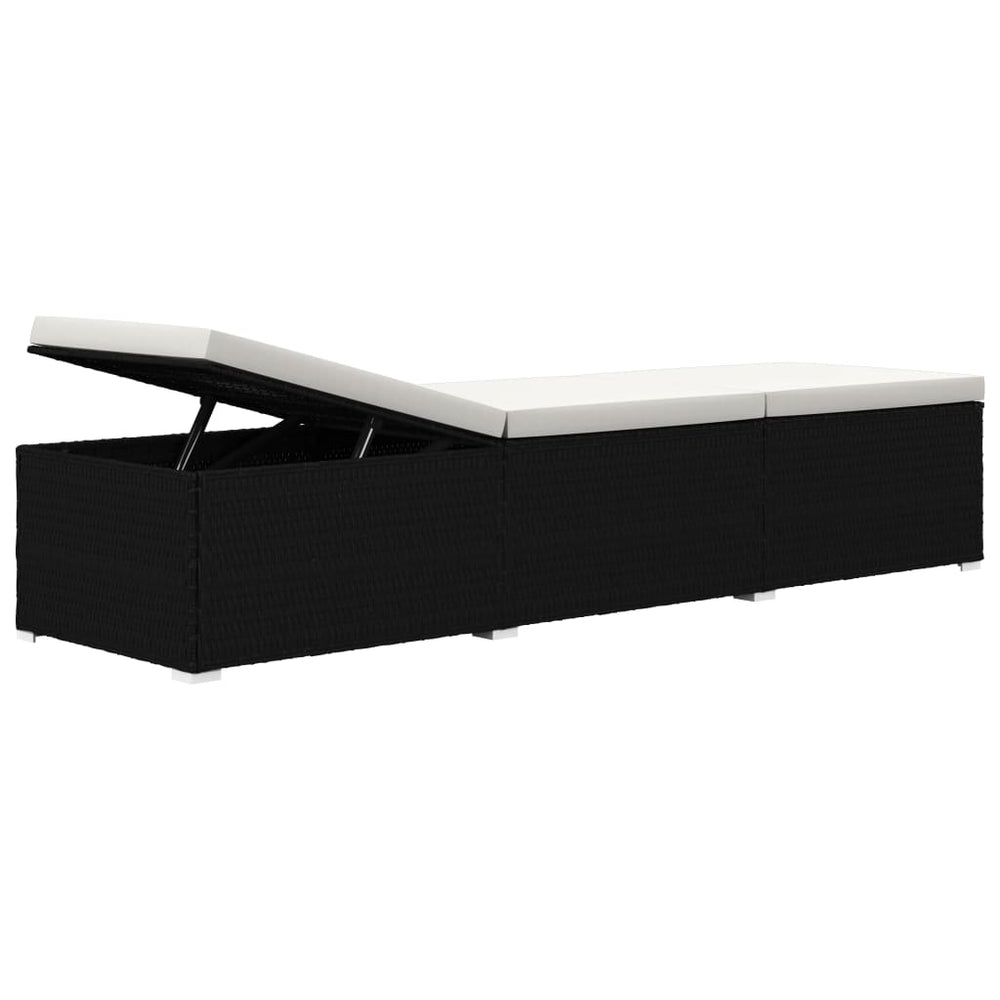 3-delige Ligbeddenset met theetafel poly rattan zwart MeubelReus