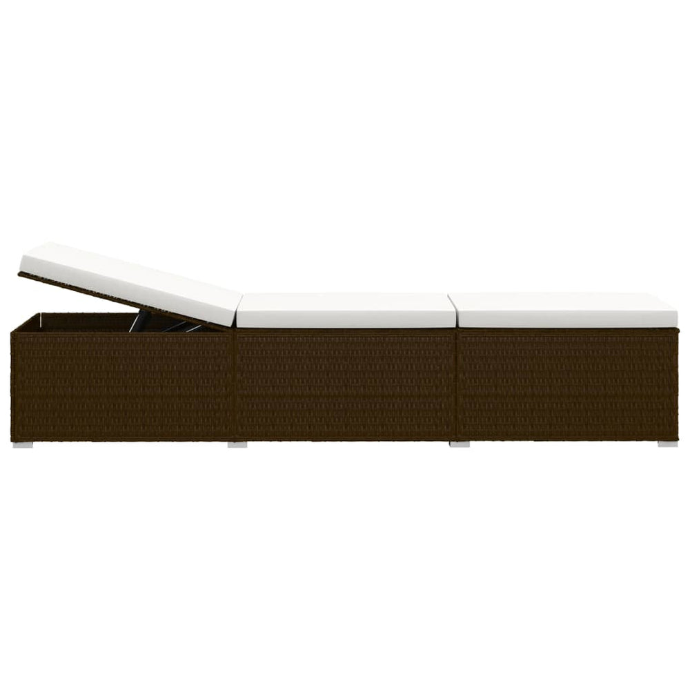 3-delige Ligbeddenset met theetafel poly rattan bruin MeubelReus