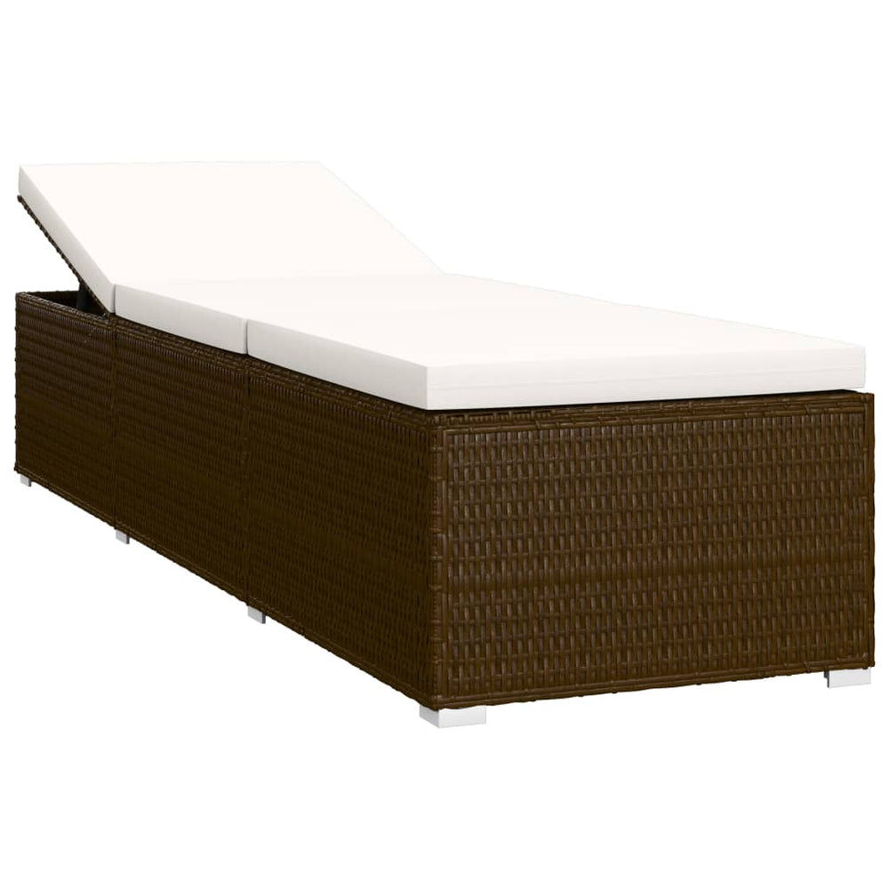 3-delige Ligbeddenset met theetafel poly rattan bruin MeubelReus